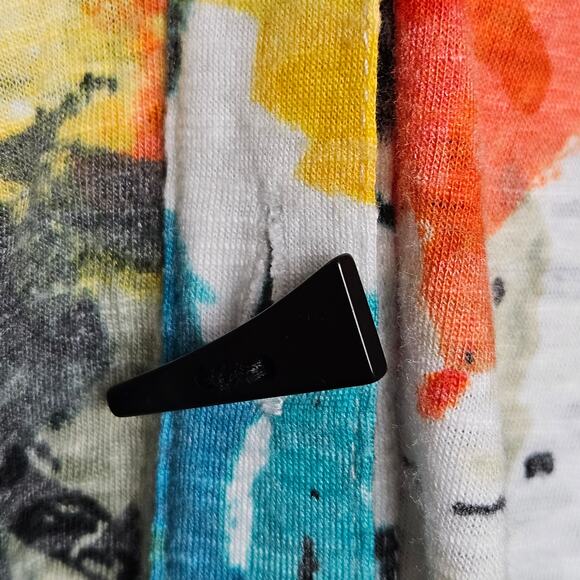 Ali Miles Womens Knit Abstract Multicolor Print Button-Down Tunic Top Sz L Artsy - Picture 5 of 12